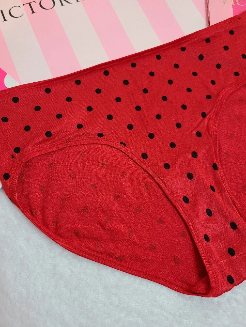 Y2K Victoria's Secret Fabulous Satin Classic Hiphugger Panty Size Lg Dots
